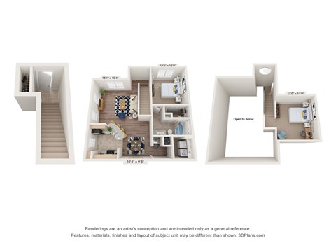 Floor plan for 1 bed, 1 bath, 1163 sqft